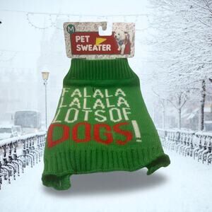 Holiday Dog Sweater Medium Green Red Ugly Christmas Falalala Pet Puppy Vest NWT